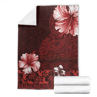 Hawaii Hibiscus With Oxblood Polynesian Pattern Blanket LT05 - Polynesian Pride