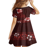 Hawaii Hibiscus With Oxblood Polynesian Pattern Family Matching Off Shoulder Maxi Dress and Hawaiian Shirt LT05 - Polynesian Pride