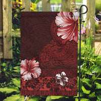 Hawaii Hibiscus With Oxblood Polynesian Pattern Garden Flag LT05 Garden Flag Red - Polynesian Pride