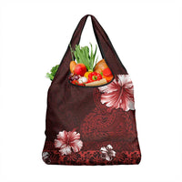 Hawaii Hibiscus With Oxblood Polynesian Pattern Grocery Bag LT05 1-pack One Size Red - Polynesian Pride