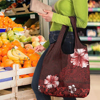 Hawaii Hibiscus With Oxblood Polynesian Pattern Grocery Bag LT05 - Polynesian Pride