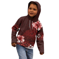Hawaii Hibiscus With Oxblood Polynesian Pattern Kid Hoodie