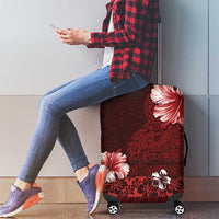 Hawaii Hibiscus With Oxblood Polynesian Pattern Luggage Cover