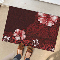 Hawaii Hibiscus With Oxblood Polynesian Pattern Rubber Doormat LT05 - Polynesian Pride