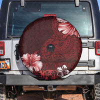 Hawaii Hibiscus With Oxblood Polynesian Pattern Spare Tire Cover LT05 Red - Polynesian Pride