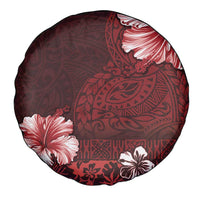 Hawaii Hibiscus With Oxblood Polynesian Pattern Spare Tire Cover LT05 - Polynesian Pride