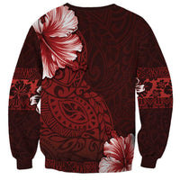 Hawaii Hibiscus With Oxblood Polynesian Pattern Sweatshirt LT05 - Polynesian Pride