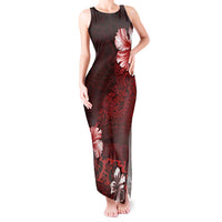 Hawaii Hibiscus With Oxblood Polynesian Pattern Tank Maxi Dress LT05 Women Red - Polynesian Pride