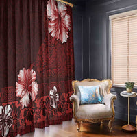 Hawaii Hibiscus With Oxblood Polynesian Pattern Window Curtain LT05 - Polynesian Pride
