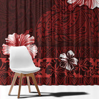 Hawaii Hibiscus With Oxblood Polynesian Pattern Window Curtain LT05 - Polynesian Pride
