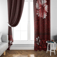 Hawaii Hibiscus With Oxblood Polynesian Pattern Window Curtain LT05 - Polynesian Pride