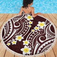 Plumeria With Oxblood Polynesian Tattoo Pattern Beach Blanket LT05 - Polynesian Pride