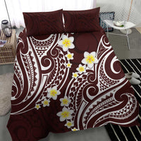 Plumeria With Oxblood Polynesian Tattoo Pattern Bedding Set LT05 - Polynesian Pride