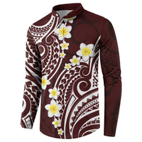 Plumeria With Oxblood Polynesian Tattoo Pattern Button Sweatshirt LT05 - Polynesian Pride
