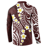 Plumeria With Oxblood Polynesian Tattoo Pattern Button Sweatshirt LT05 - Polynesian Pride