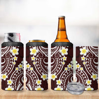 Plumeria With Oxblood Polynesian Tattoo Pattern 4 in 1 Can Cooler Tumbler