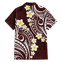 Plumeria With Oxblood Polynesian Tattoo Pattern Family Matching Puletasi and Hawaiian Shirt LT05 - Polynesian Pride