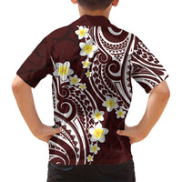 Plumeria With Oxblood Polynesian Tattoo Pattern Family Matching Summer Maxi Dress and Hawaiian Shirt LT05 - Polynesian Pride