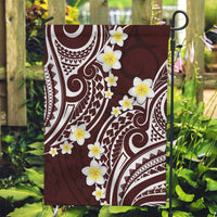 Plumeria With Oxblood Polynesian Tattoo Pattern Garden Flag LT05 Garden Flag Red - Polynesian Pride
