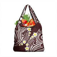 Plumeria With Oxblood Polynesian Tattoo Pattern Grocery Bag LT05 1-pack One Size Red - Polynesian Pride
