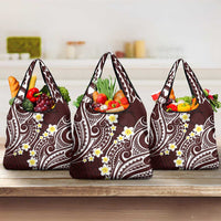 Plumeria With Oxblood Polynesian Tattoo Pattern Grocery Bag LT05 3-pack One Size Red - Polynesian Pride
