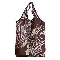 Plumeria With Oxblood Polynesian Tattoo Pattern Grocery Bag LT05 - Polynesian Pride