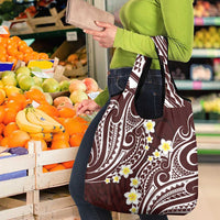 Plumeria With Oxblood Polynesian Tattoo Pattern Grocery Bag LT05 - Polynesian Pride