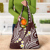 Plumeria With Oxblood Polynesian Tattoo Pattern Grocery Bag LT05 - Polynesian Pride