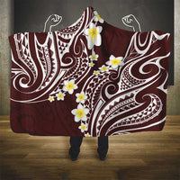 Plumeria With Oxblood Polynesian Tattoo Pattern Hooded Blanket LT05 - Polynesian Pride