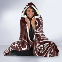 Plumeria With Oxblood Polynesian Tattoo Pattern Hooded Blanket LT05 - Polynesian Pride