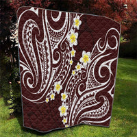 Plumeria With Oxblood Polynesian Tattoo Pattern Quilt