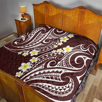 Plumeria With Oxblood Polynesian Tattoo Pattern Quilt