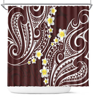 Plumeria With Oxblood Polynesian Tattoo Pattern Shower Curtain