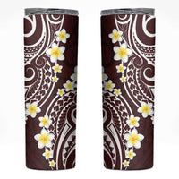 Plumeria With Oxblood Polynesian Tattoo Pattern Skinny Tumbler LT05 Red - Polynesian Pride