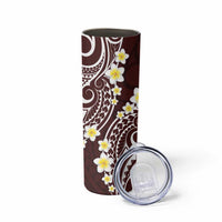 Plumeria With Oxblood Polynesian Tattoo Pattern Skinny Tumbler LT05 - Polynesian Pride