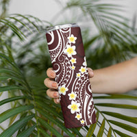Plumeria With Oxblood Polynesian Tattoo Pattern Skinny Tumbler LT05 - Polynesian Pride