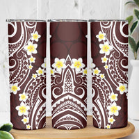 Plumeria With Oxblood Polynesian Tattoo Pattern Skinny Tumbler LT05 - Polynesian Pride