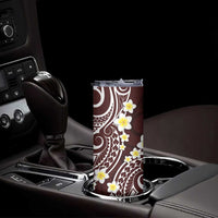 Plumeria With Oxblood Polynesian Tattoo Pattern Skinny Tumbler LT05 - Polynesian Pride