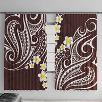 Plumeria With Oxblood Polynesian Tattoo Pattern Window Curtain LT05 With Hooks Red - Polynesian Pride