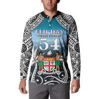 Personalised Happy 50th Fiji Day Button Sweatshirt Forever Fiji With Tapa Tribal Pattern