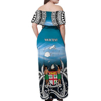 Personalised Happy 50th Fiji Day Off Shoulder Maxi Dress Forever Fiji With Tapa Tribal Pattern
