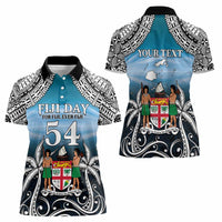 Personalised Happy 50th Fiji Day Women Polo Shirt Forever Fiji With Tapa Tribal Pattern