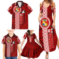 Custom Tonga Rugby Family Matching Summer Maxi Dress and Hawaiian Shirt World Cup 2023 Coat Of Arms Ngatu Pattern LT05 - Polynesian Pride