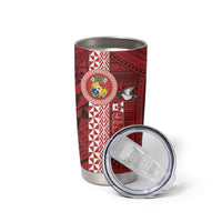 Custom Tonga Rugby Tumbler Cup World Cup 2023 Coat Of Arms Ngatu Pattern LT05 - Polynesian Pride