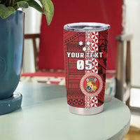 Custom Tonga Rugby Tumbler Cup World Cup 2023 Coat Of Arms Ngatu Pattern LT05 - Polynesian Pride
