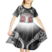 Personalised New Zealand Waitangi Day Kid Short Sleeve Dress Aotearoa Te Ra O Waitangi Manaia Maori Pattern LT05 - Polynesian Pride