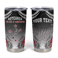 Personalised New Zealand Waitangi Day Tumbler Cup Aotearoa Te Ra O Waitangi Manaia Maori Pattern LT05 Black - Polynesian Pride