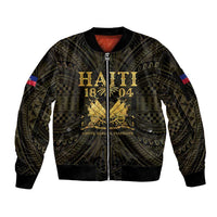 Haiti 1804 Sleeve Zip Bomber Jacket Polynesian Gold Neg Maron LT05 Unisex Gold - Polynesian Pride