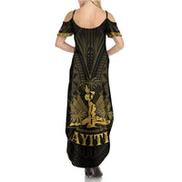 Haiti 1804 Summer Maxi Dress Polynesian Gold Neg Maron LT05 - Polynesian Pride