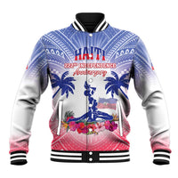 Personalised Haiti Independence Day Baseball Jacket Neg Maron Polynesian Style LT05 Unisex Blue - Polynesian Pride
